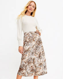 Loft Animal Print Bias Midi Skirt