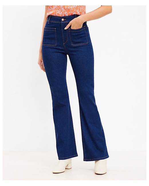 High Rise Slim Flare Jeans in Rich Mid Indigo Wash