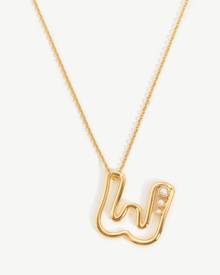 Chubby Pearl Initial Pendant Necklace - Initial W 18ct Gold Plated Vermeil/Pearl Chubby Pearl Initial Pendant Necklace - Initial W 18ct Gold Plated Vermeil/Pearl