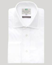 Harvie and Hudson White Plain Poplin Slim Fit Double Cuff Shirt Harvie and Hudson White Plain Poplin Slim Fit Double Cuff Shirt