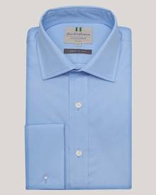 Harvie and Hudson Azure Plain Poplin Slim Fit Double Cuff Shirt Harvie and Hudson Azure Plain Poplin Slim Fit Double Cuff Shirt