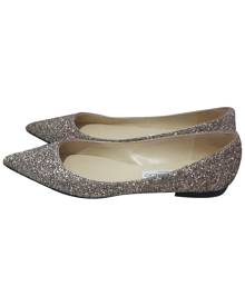 Jimmy Choo gold Glitter Ballet Flats