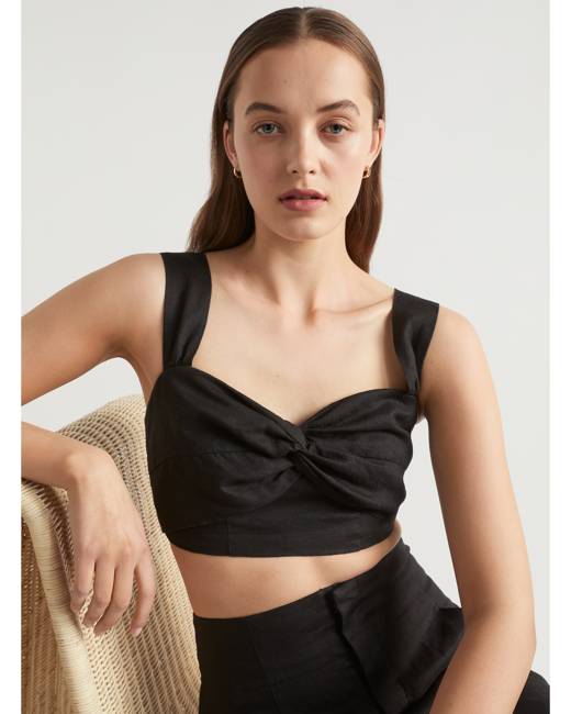 ASOS DESIGN tank top in black satin with cowl neck and chain strap