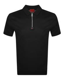 HUGO Deresom 223 Zip Polo T Shirt Black