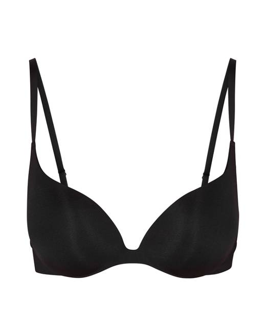 ASOS DESIGN 2 pack seamless bra with strapping in mink & black