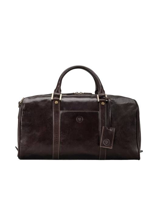 black leather luggage bag