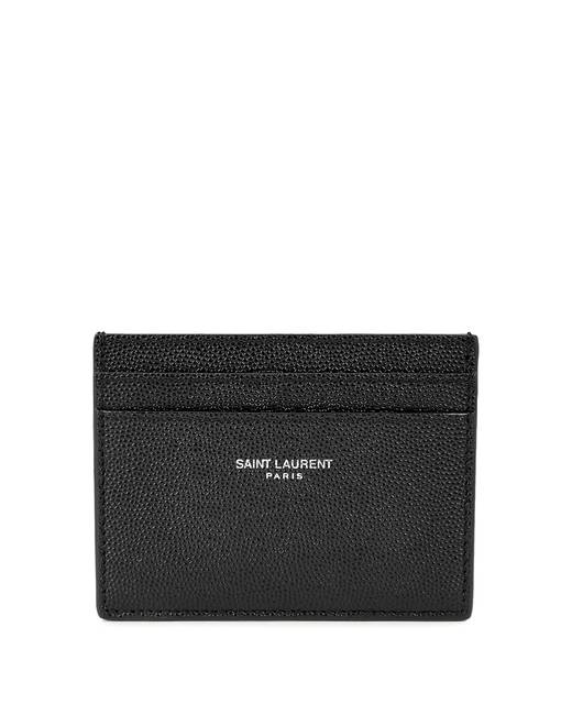 ysl credit card case in black leather