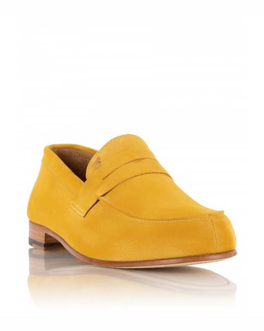 Farfetch Men Shoes Flat Shoes Loafers Lizard-effect leather loafers Yellow 