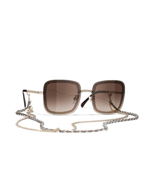 Sunglasses: Rectangle Sunglasses, acetate & calfskin — Fashion | CHANEL