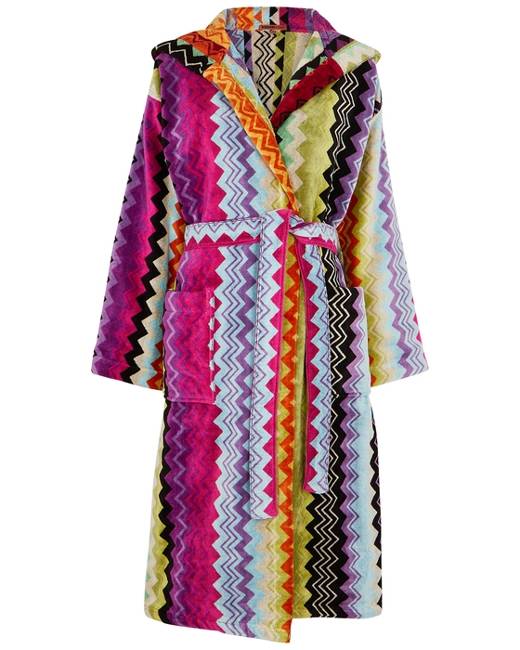 Womens Clothing Nightwear and sleepwear Robes robe dresses and bathrobes Missoni Cotton Giacamo Zigzag-woven Bath Robe in Pink 