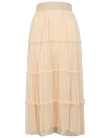 Alice + Olivia Kenya Blush Tiered Tulle Midi Skirt