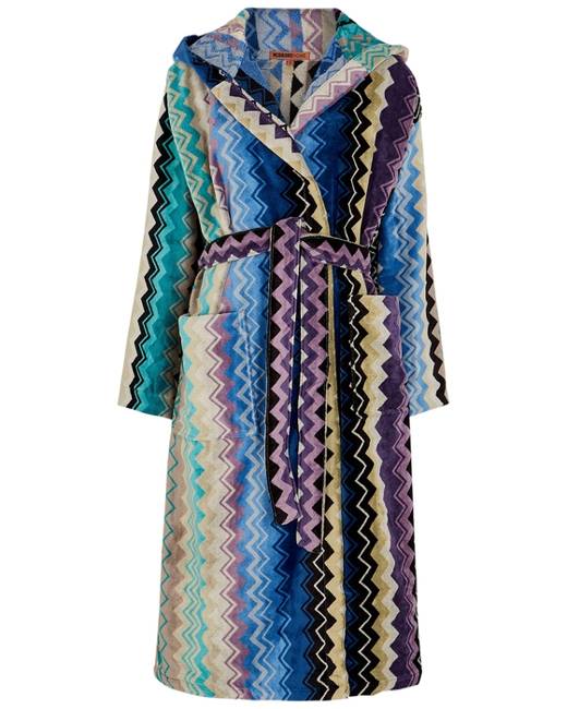 Kleding Gender-neutrale kleding volwassenen Pyjamas & Badjassen Jurken Missoni Robe Multicolor Geometric Belted Long Sleeve Terry Italy M 