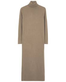 Allude Taupe Roll-neck Wool-blend Jumper Dress