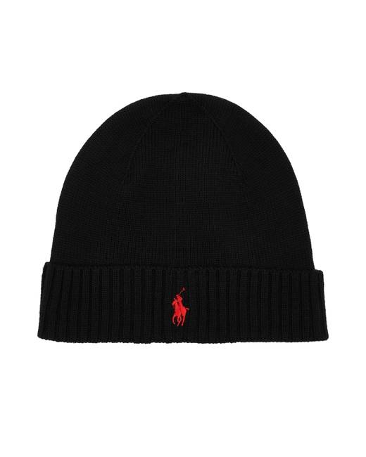 ralph lauren black and red beanie