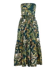 CARA CARA Torres Green Printed Cotton Midi Dress