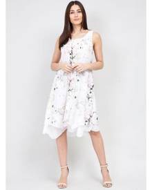 Izabel London Botanical Print Hanky Hem Dress