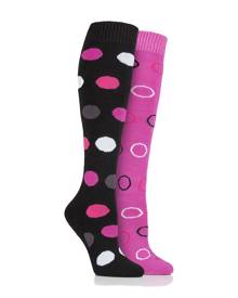 Storm Bloc StormBloc® Ladies EQuestrian Midweight Spotty Socks Black/Pink Storm Bloc StormBloc® Ladies EQuestrian Midweight Spotty Socks Black/Pink