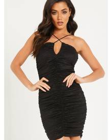 Womens Quiz Black Glitter Mesh Bodycon Dress Size 6
