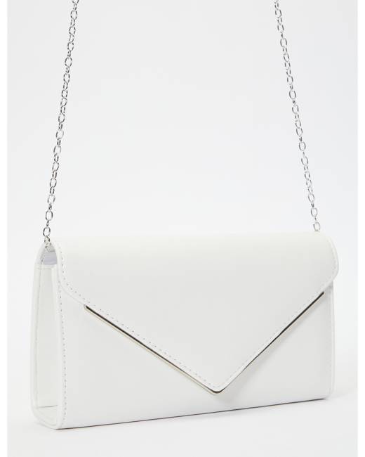 White Faux Leather Envelope Clutch Bag - Quiz Clothing