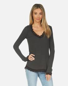 Conall Deep V-Neck Top - Pigment Black XS