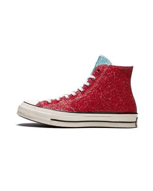 Red glitter converse deals high tops