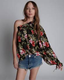 night flower hawaiian one shoulder top