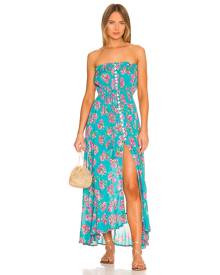 Tiare Hawaii Ryden Maxi Dress in Teal. Size S/M.