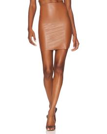 Commando Faux Leather Mini Skirt in Cognac. Size M, S.