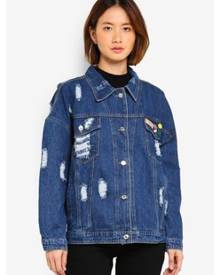 MKY Clothing Pin Ripped Denim Jacket