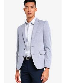 Burton Menswear London Light Blue Pique Jersey Blazer