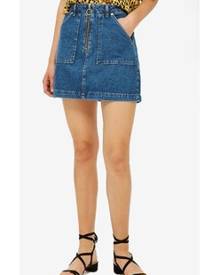 TOPSHOP Utility Zip Up Denim Skirt