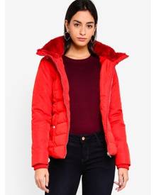 big red puffer jacket