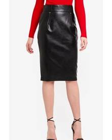 LOST INK Pu Chevron Pencil Skirt