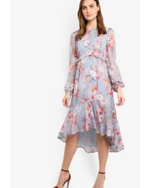 Forever New puff sleeve square neck midi dress in buttercup floral