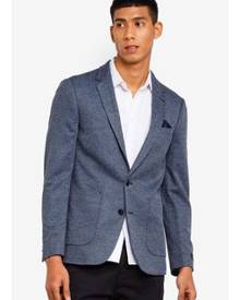 Burton Menswear London Navy Slim Fit Textured Jersey Blazer