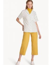 Pomelo Polka Dot Notched Collar Shirt - White