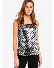 River Island Velvet Diamond Sequin Cami Top