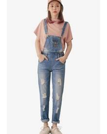 Tokichoi Distressed Denim Overalls