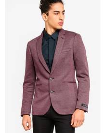 Burton Menswear London Burgundy Stretch Jersey Blazer