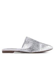 silver slip on mules