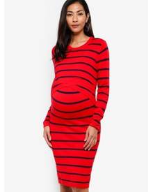 MAMA.LICIOUS Mamalicious Maternity Long Sleeve Midi Dress In Khaki