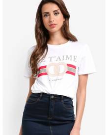 MISSGUIDED Je T'Aime Graphic Oversized T-Shirt