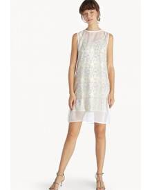 Pomelo Premium Sheer Floral Lining Dress - White