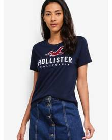 Hollister logo short sleeve t-shirt in blue