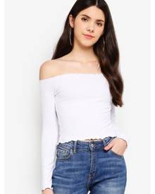 Factorie Rib Off Shoulder Long Sleeve Top