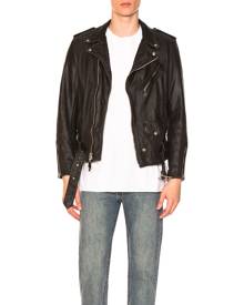 Schott Vintage Fit Moto Jacket in Black - Black. Size XL (also in L, M, S).