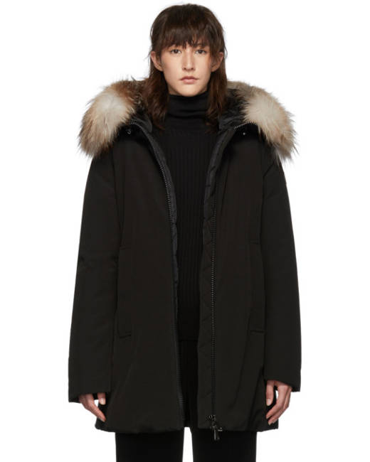 moncler black down blavet parka