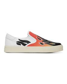 AMIRI White and Red Flame Slip-On Sneakers