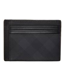 Burberry Logo Embossed Grainy Leather Money Clip Card Case in Charcoal Grey  - Men, Burberry® Official