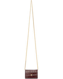 Alexander McQueen Burgundy Croc Skull Card Holder Bag